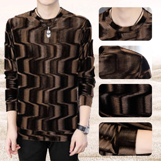 🔥49%OFF New Year Sale🔥Men's Round Neck Wave Print Long Sleeve Top