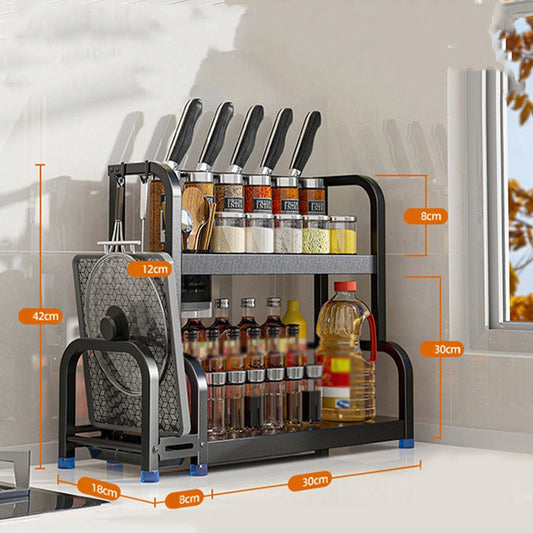 Multifunctional Stable Kitchenware Shelf with Hooks