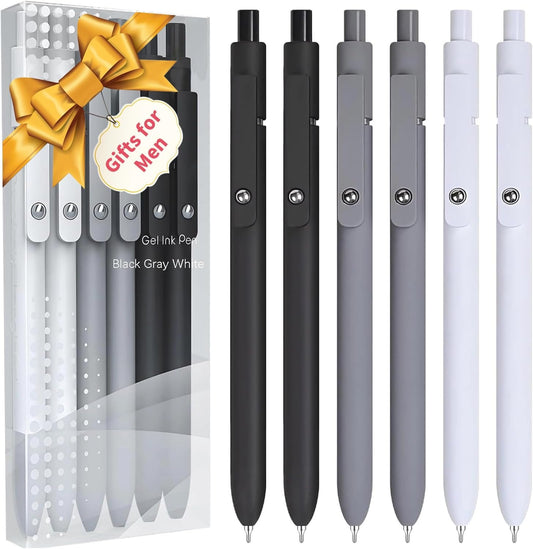 🔥Black Gel Pens, 6Pcs 0.5mm Gel Pens Fine Point, Quick Dry Retractable Gel Pen Set, Smooth Writing Pens for Office Work, Note Taking, Black Ink Pens for Men Women(Black)
