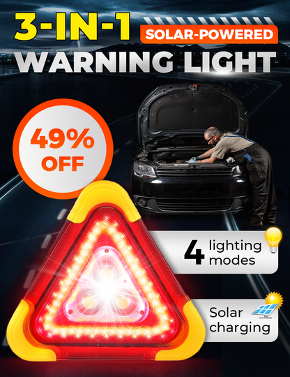 🔥2026 New Arrival🔥 2-IN-1 Solar Emergency Triangle Warning Light at the Roadside
