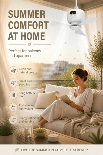 ⏳🔥LIMITED-TIME 50% OFF! 🌬️ Rechargeable Ceiling Fan with LED Light – Cool & Bright Anywhere ✨