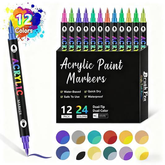 🎄Christmas Sale 50% OFF!!🎅Dual Tip Acrylic Brush Marker Pens🔥
