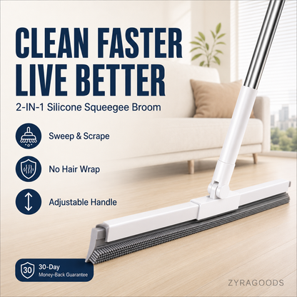 Sweep & Scrape Instantly! Double-Sided Silicone Multi-Purpose Broom