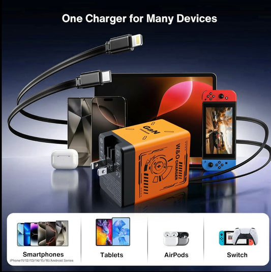 🏆2025 Flash Sale 50% Off⚡50K+ SOLD!💥🔥W&O 2-in-1 GaN 20W Fast Charger, Best Gifts
