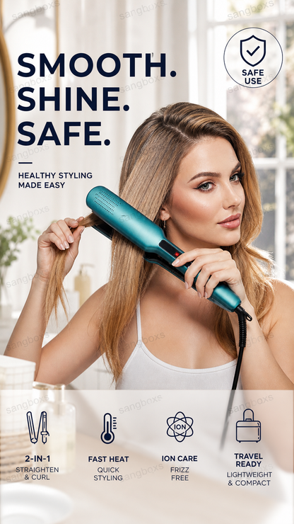 2-in-1 Hair Straightener and Curler with Negative Ionic Care