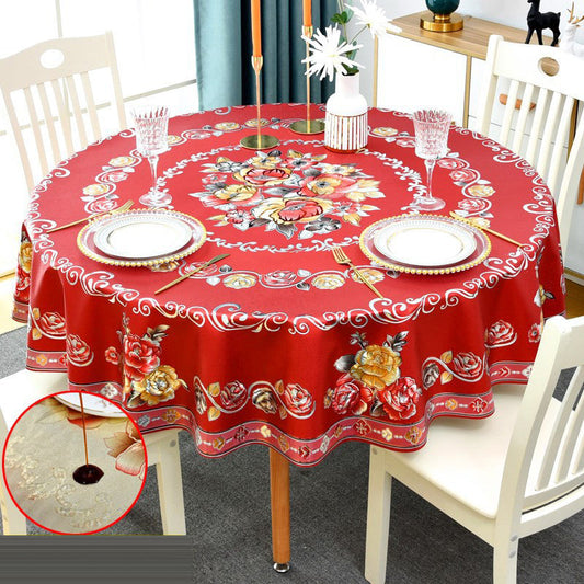 Luxury Waterproof & Oil-Proof Wash-Free Round Tablecloth✨