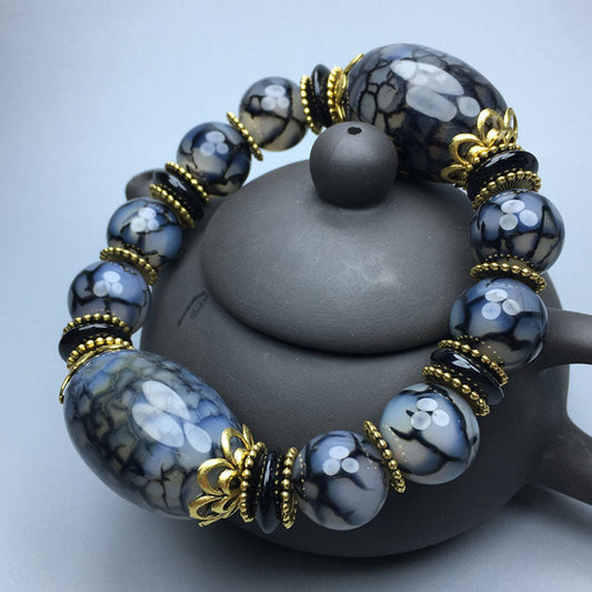 🔮 Destiny's Whisper - Textured Glaze Bead Bracelet for Good Fortune & Inner Peace 🕉️