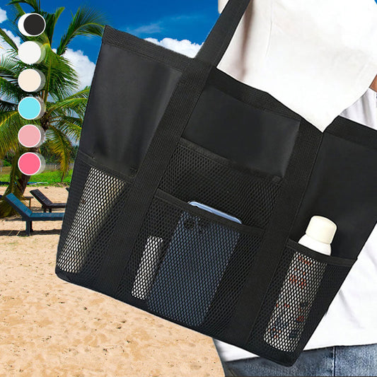 Vacation-Style Large-Capacity Tote Bag with Mesh Compartments😍