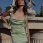 Elegant Square Neck Slim Dress with Fluttering Straps