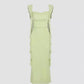 Elegant Square Neck Slim Dress with Fluttering Straps