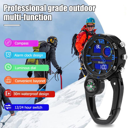 Round Screen Outdoor Carabiner Watch with Compass