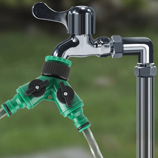 🚰 BUY 2 GET 1 FREE! 🔥 Two-Head Faucet Splitter – Brass construction, leak-proof & fits standard hoses – perfect for garden, washing machine or dual watering 🌿