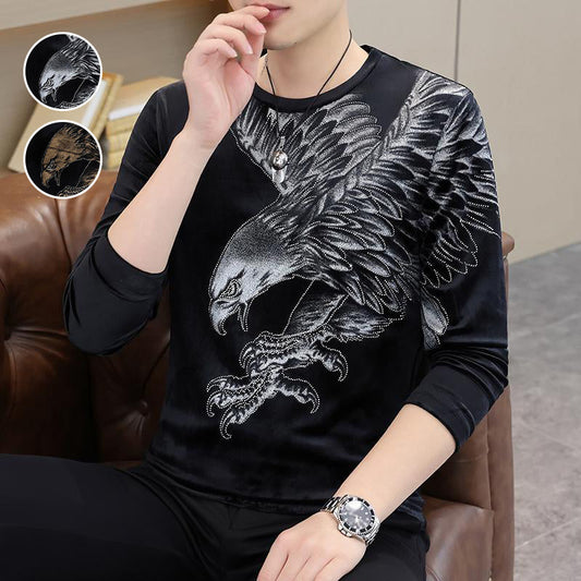 Men’s Eagle Print Pullover Long Sleeve Tops