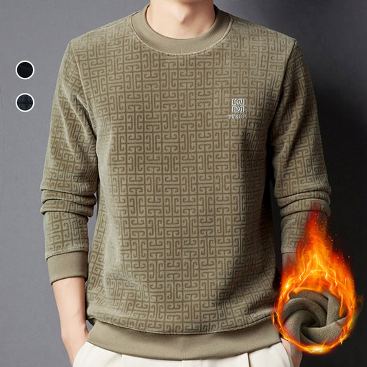 [Warm Gift] Casual Solid Jacquard Pullover Sweater for Men