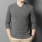 Men's V-Neck Solid Color Long Sleeve T-Shirt