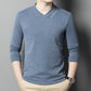 Men's V-Neck Solid Color Long Sleeve T-Shirt