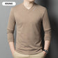 Men's V-Neck Solid Color Long Sleeve T-Shirt
