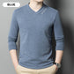 Men's V-Neck Solid Color Long Sleeve T-Shirt