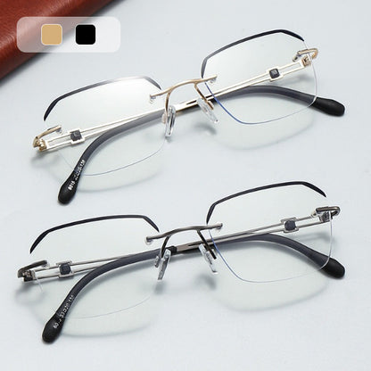 🔥50% OFF🔍 Frameless Blue Light Blocking Glasses | Advanced blue light blocking technology · 👓 Stylish frameless design · Perfect for both casual and business settings