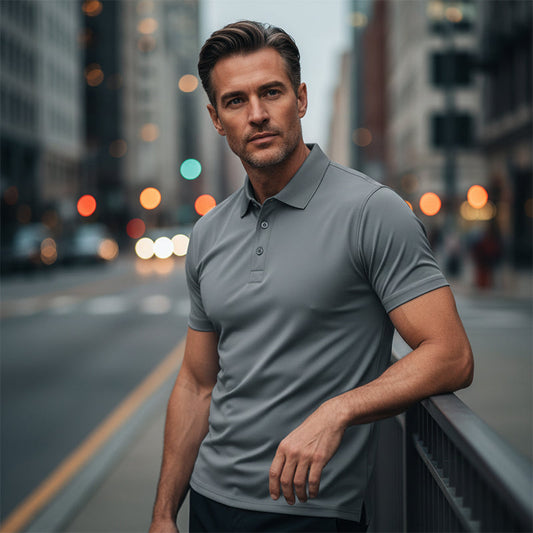 💎 52% OFF! 💎 Men's Quick-Dry Short-Sleeve Lapel T-Shirt – Athletic Fit, Wrinkle-Resistant & Perfect for Work or Weekend 👕✨