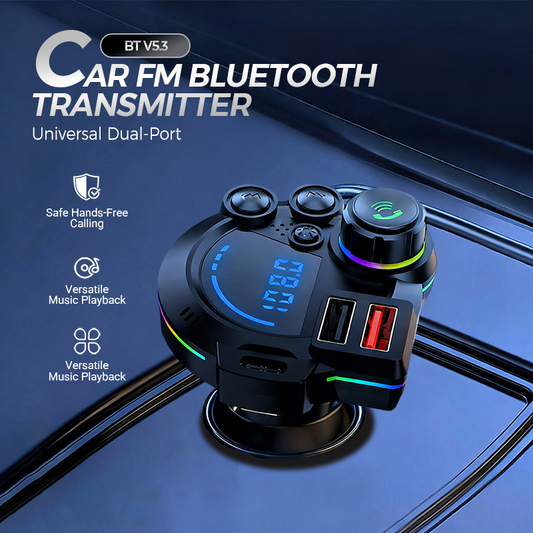 🔥Buy more save more🎁 Universal Dual-Port Car FM Bluetooth Transmitter – Wireless Music, Hands-Free Calling & Dual USB Charger 🔌