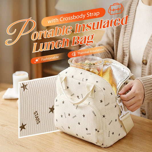 Portable Insulated Lunch Bag with Crossbody Strap