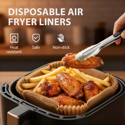 🔥50% OFF! 🍗 Disposable air fryer parchment paper liners – non-stick coated, heat-resistant, perfect for air fryers. 🛡️💨