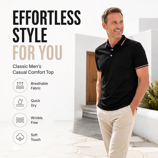 Men's Contrast Collar Printed Lapel T-Shirt