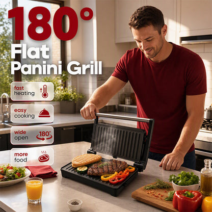 🔥Hot Sale 50% OFF🔥Electric Sandwich Press and Panini Maker with 180-Degree Flat Grill