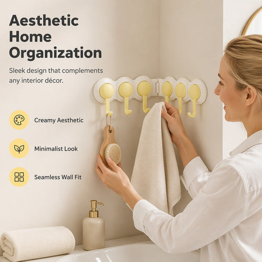 Cute Punch-Free Wall Hook Rack✨ No drilling, damage-free sticky wall rack for keys & bags storage.