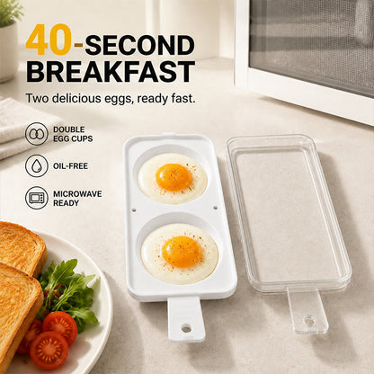 🥳2026 HOT SALE🥳💞50K+ SOLD! 🥚🎁 50% OFF! Microwave Egg Cooker! 40s cooking, dual compartments & food-grade PP. Healthier than frying – stock up & save! 🏠✅