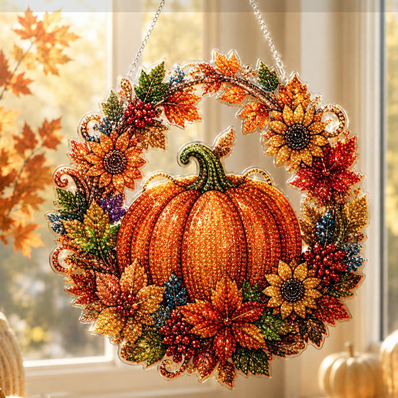 Autumn pumpkin diamond painting wreath