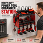 Wall Mounted Power Tool Organizer and Drill Storage Rack with Hooks and Battery Holder for Garage