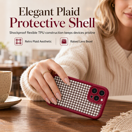 Gingham TPU Phone Case with Camera Lens Protection