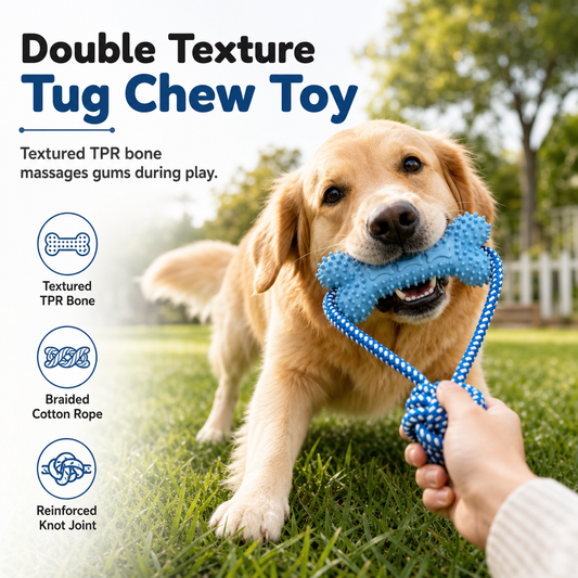 Durable Dog Tug Chew Toy with Bone & Rope