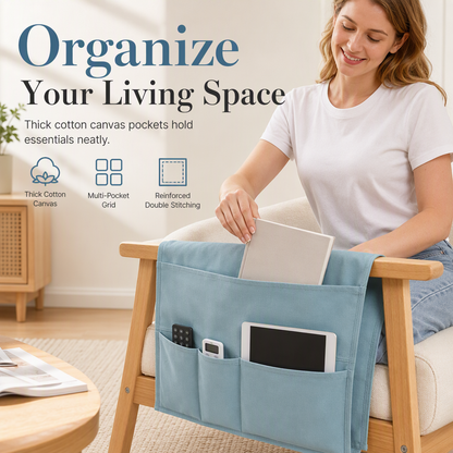 Canvas Sofa Armrest Organizer with Pockets