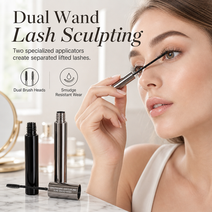 Dual Ended Waterproof Lengthening and Curling with Fine and Thick Brushes Smudge Proof Eyelash Makeup