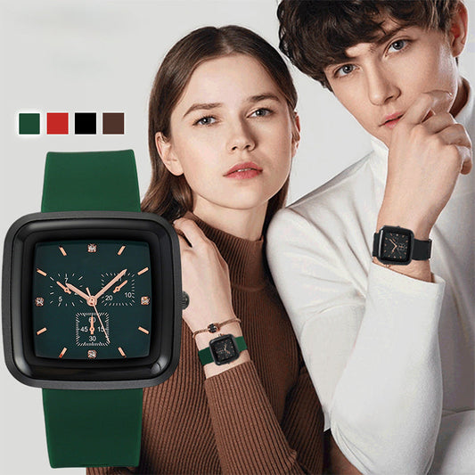 Silicone Band Square Dial Watch⌚