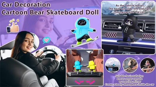 Car decorations-Cartoon Bear Skateboard Doll🔥