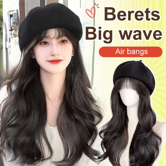 Versatile Beret Wig Set with Long Curly Hair🥰
