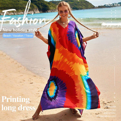 Print Beach Cover-up Long Dress🏖️