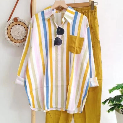 🔥Off-season Shopping Hot sale —Women’s Colorful Striped Loose 2 - Piece Suit🥰